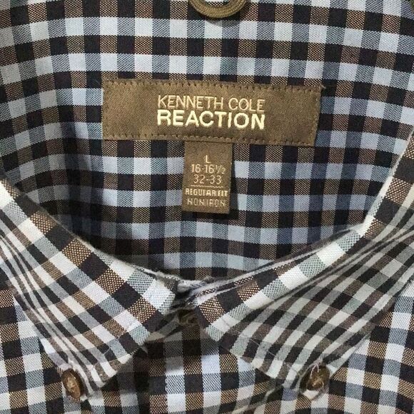 Men’s Shirt, Kenneth Cole Reaction Mens Shirt, size L, 16-16.5 32/33, Blue and B - Picture 6 of 6
